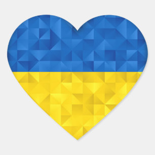 Adesivo Coração Bandeira da Ucrânia. Amor à Ucrânia. Apoio. Folha
