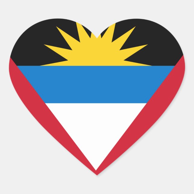 Adesivo Coração Bandeira de Antígua e Barbuda (Frente)