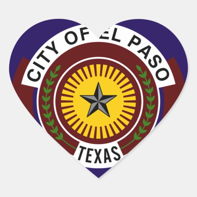 Adesivo Coração Bandeira de El Paso (Frente)