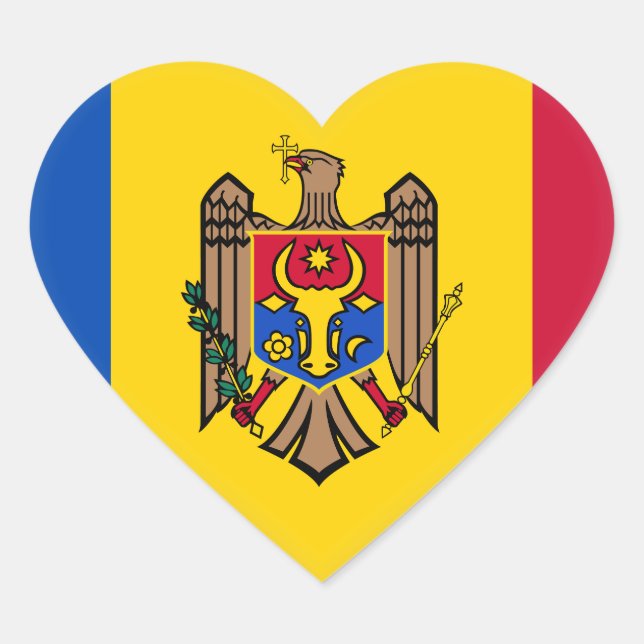 Adesivo Coração Bandeira de Moldova (Frente)