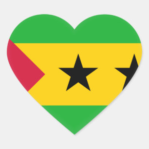 Adesivo Coração Bandeira de Sao Tome and Principe