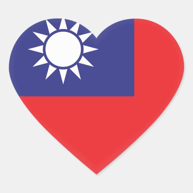 Adesivo Coração Bandeira de Taiwan (Frente)