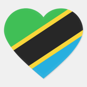 Adesivo Coração Bandeira de Tanzânia