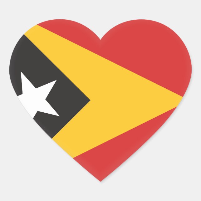 Adesivo Coração Bandeira de Timor Leste (Frente)