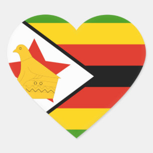 Adesivo Coração Bandeira de Zimbabwe