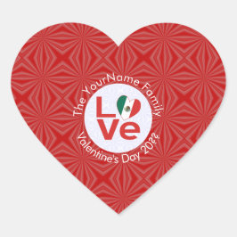 Adesivo Coração Bandeira do Amor Vermelho Mexicano Personalizada 
