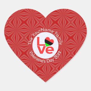 Adesivo Coração Bandeira do Coração da Diáspora Africana LOVE Verm