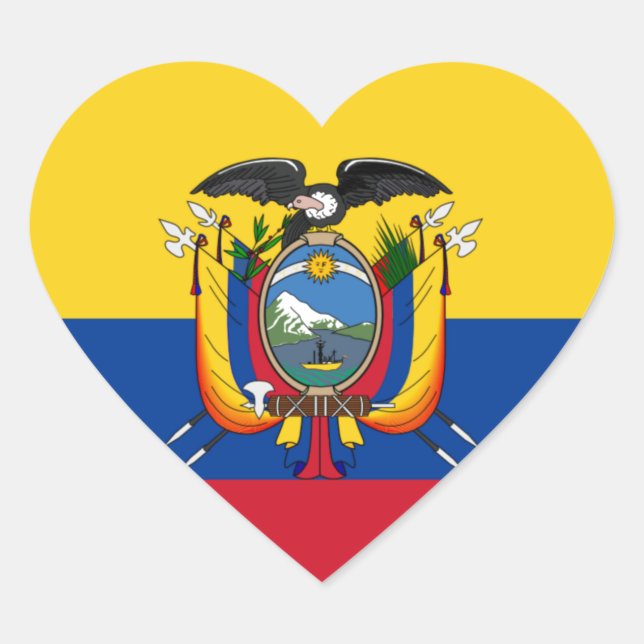 Adesivo Coração Bandeira do Equador (Frente)