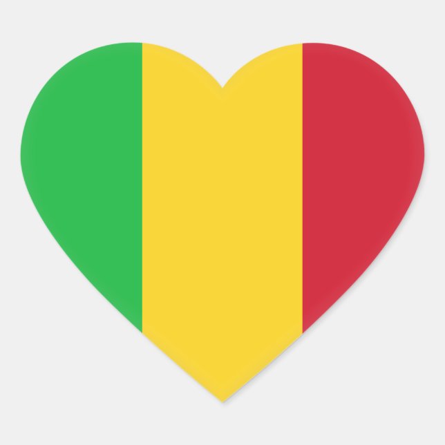 Adesivo Coração Bandeira do Mali (Frente)
