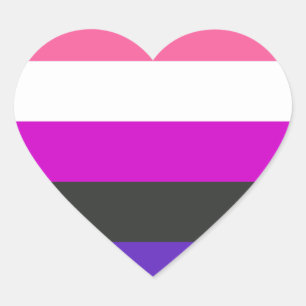 Adesivo Coração Bandeira do Orgulho Genderfluido