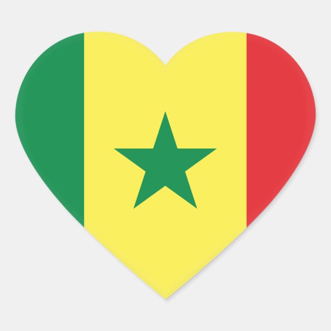 Adesivo Coração Bandeira do Senegal (Senegal) (Frente)