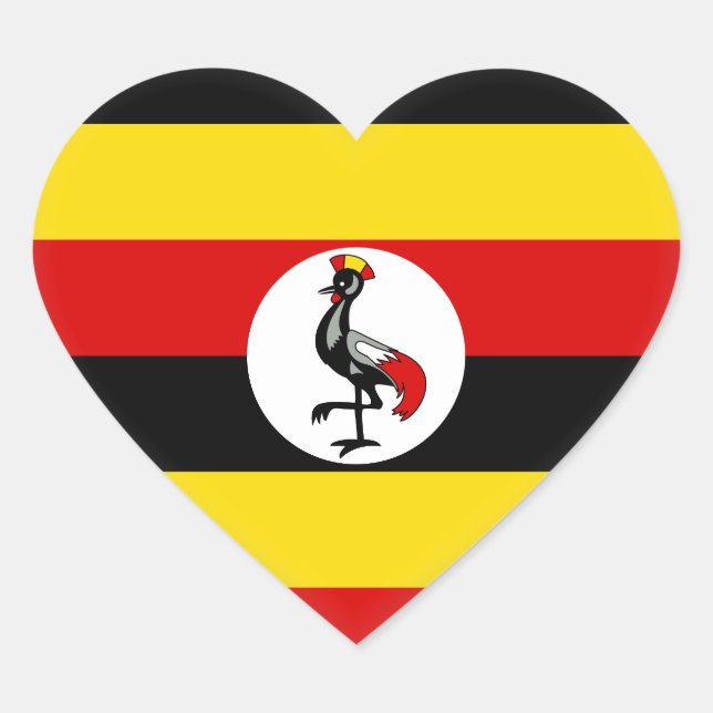 Adesivo Coração Bandeira do Uganda (Frente)