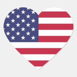 Adesivo Coração Bandeira dos Estados Unidos da América