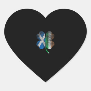 Adesivo Coração Bandeira escocesa irlandesa Shamrock Irlanda Saint