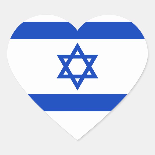 Adesivo Coração Bandeira nacional de Israel - Versão autêntica (Frente)
