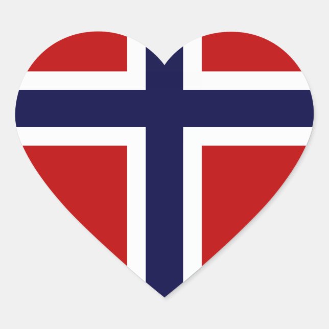 Adesivo Coração Bandeira norueguesa - Kongeriket Norge - Norsk Fla (Frente)
