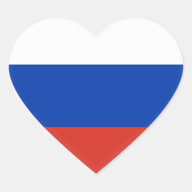 Adesivo Coração Bandeira Rússia (Rússia) (Frente)