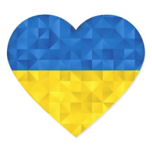 Bandeira ucraniana. Amor à Ucrânia. Apoio. Coração