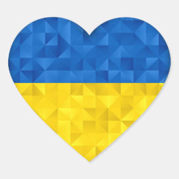 Adesivo Coração Bandeira ucraniana. Amor à Ucrânia. Apoio. Coração