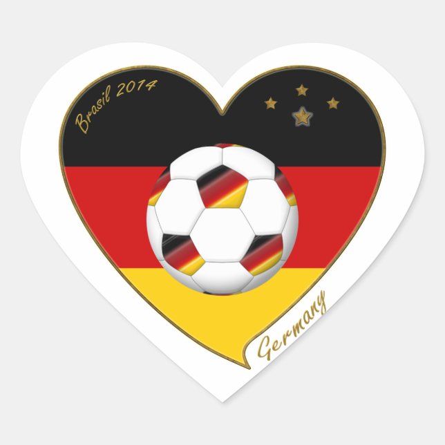 Adesivo Coração Bandera de ALEMANIA FÚTBOL de equipo nacional 2014 (Frente)