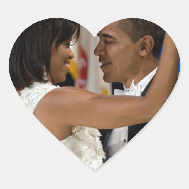 Adesivo Coração Barack e Michelle Obama (Frente)