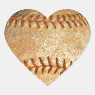 Adesivo Coração Baseball Branco Vintage com costura vermelha