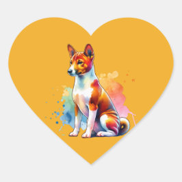Adesivo Coração Basenji Dog