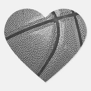 Adesivo Coração Basquete em Escala de Cinza