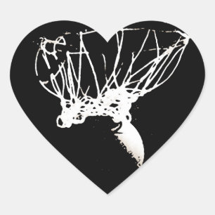 Adesivo Coração Basquete Pop de Arte Branca Negro