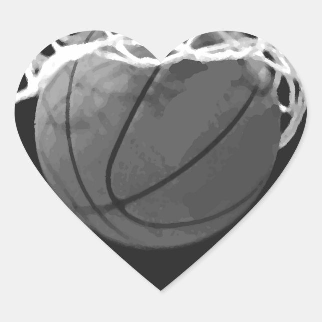 Adesivo Coração Basquete preto e branco (Frente)