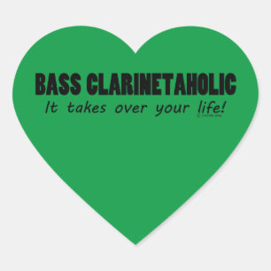 Adesivo Coração Bass Clarinetaholic Life Heart Sticker