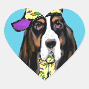 Adesivo Coração Basset Hound