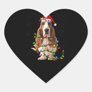 Adesivo Coração basset hound christmas engraçado basset hound dog
