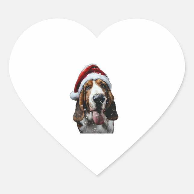 Adesivo Coração Basset Hound Natal (Frente)
