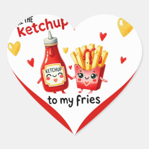 Adesivo Coração Batatas fritas e ketchup, francófonas, caias