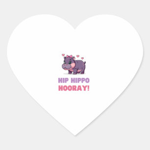 Adesivo Coração Batida HIPPO HOORAY MOO DENG Cartoon