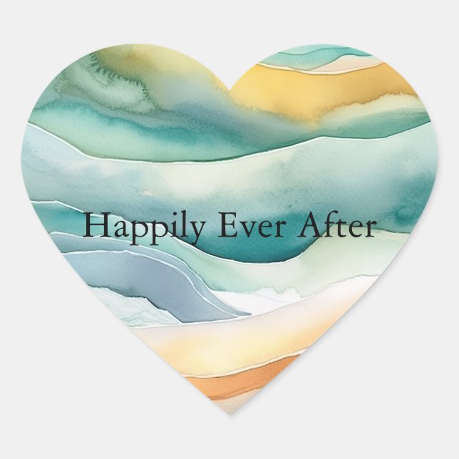 Adesivo Coração Beach Aqua Green Ocean Cream Weding (Frente)