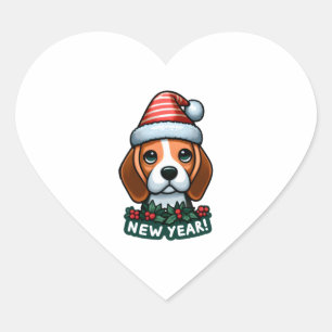 Adesivo Coração Beagle Cheer Festive New Year Wishes Classic T-Shi