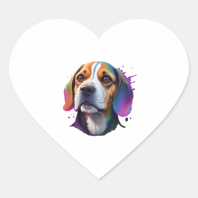 Adesivo Coração beagle colorido (Frente)