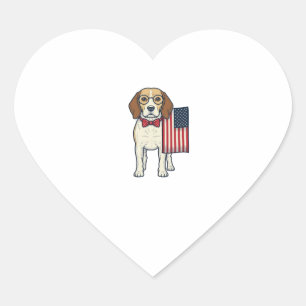 Adesivo Coração Beagle Patriótico com Arte Vetorial Vintage de Ban