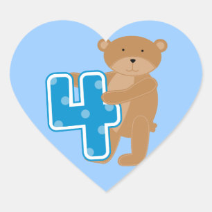 Adesivo Coração Bear 4º aniversário Camisetas e presentes