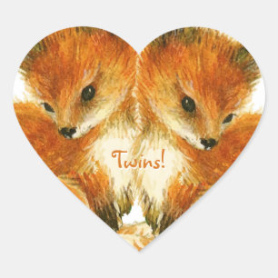 Adesivo Coração Bebê Twin Fox Stickers
