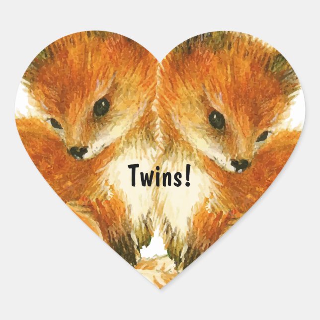 Adesivo Coração Bebê Twin Fox Stickers (Frente)