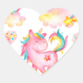 Adesivo Coração Bebê Unicorn jogando um presente exclusivo de jard