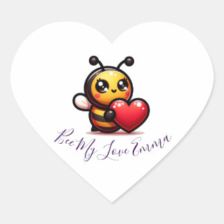 Adesivo Coração "Bee My Love, Emma" 🐝 ❤️