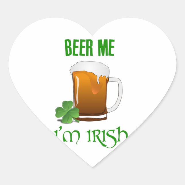 Adesivo Coração Beer Me Sou Irlandês (Frente)