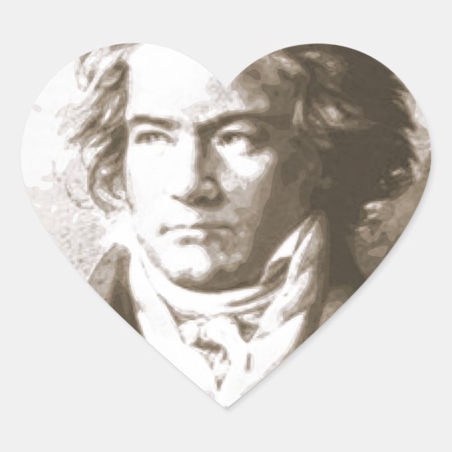 Adesivo Coração Beethoven Na Sepia (Frente)