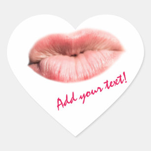 Adesivo Coração Beijar lábios personalizáveis