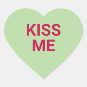 Adesivo Coração Beije-me uma conversa de Dia de os namorados verde