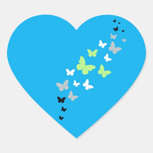 Adesivo Coração Bela Borboleta Agender Pride (Frente)